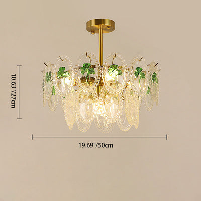 Lustre à 6 lumières en verre avec matériel ovale rond moderne de luxe pour salon 