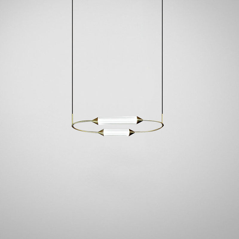 Zeitgenössische industrielle Streifen elliptische Eisen Glas LED Pendelleuchte für Esszimmer 