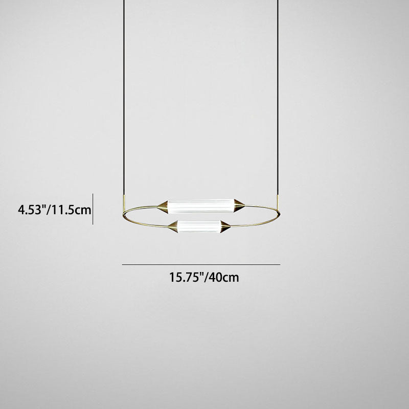 Zeitgenössische industrielle Streifen elliptische Eisen Glas LED Pendelleuchte für Esszimmer 