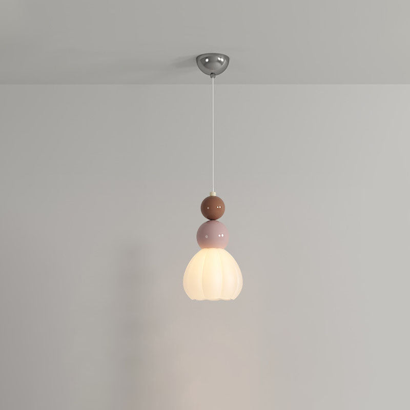 Modern Minimalist Round Gourd Petal Hardware Glass 1-Light Pendant Light For Bedroom