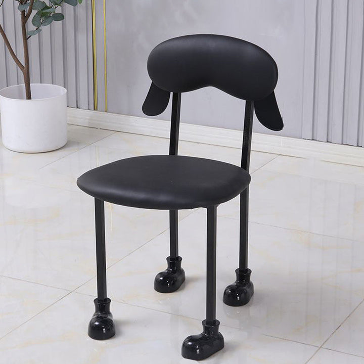 Chaise contemporaine créative en forme de chiot en velours rembourré avec cadre en acier inoxydable, dossier ouvert et sans accoudoirs pour le salon 