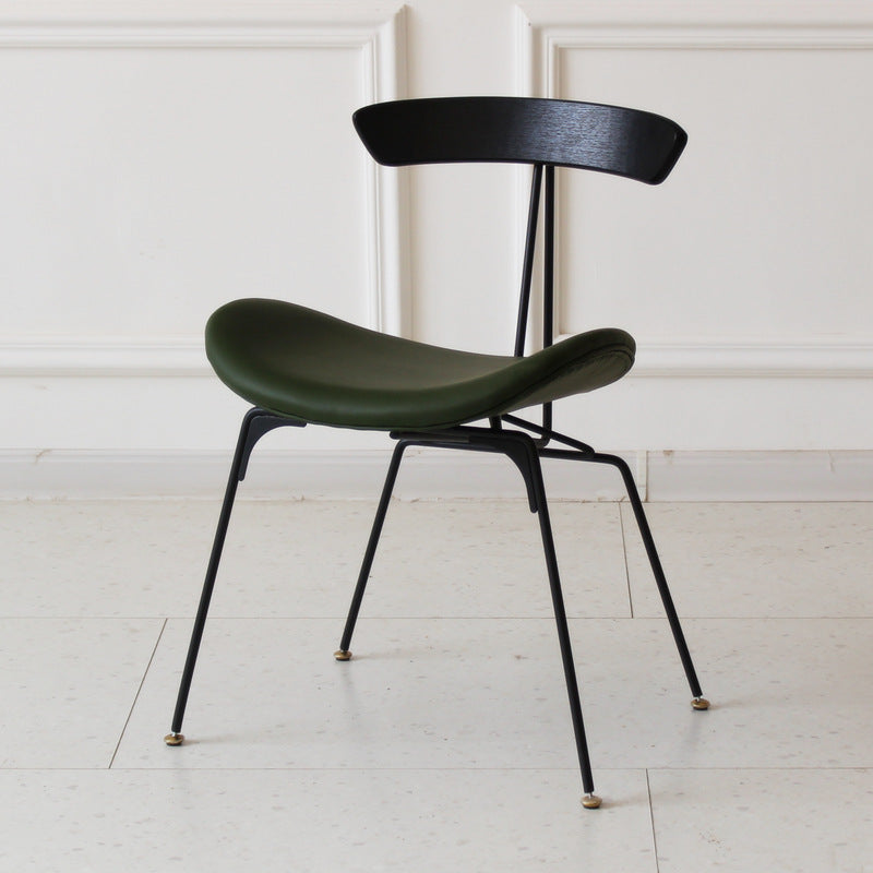 Chaise de salle à manger contemporaine en fourmi industrielle, bois, armature en cuir, tissu, éponge avec dossier pour salle à manger 