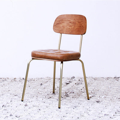 Modern Minimalist Square Metal PU Leather Four Legs  Dining Chair Backrest For Dining Room