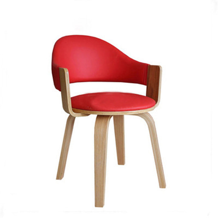 Contemporary Nordic Round PU Leather Upholstered Wood Frame Ergonomic Swivel Chair Backrest Armrest For Home Office