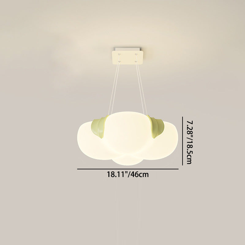 Moderna lámpara de araña LED de hierro PE con forma de flor burbuja Art Deco para dormitorio 