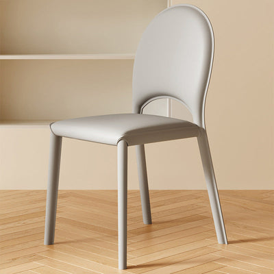 Moderner minimalistischer quadratischer ovaler Rücken aus echtem Leder Kohlenstoffstahl Esszimmerstuhl für das Esszimmer 