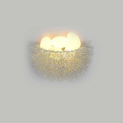 Contemporary Creative Aluminum Bird's Nest 3/5-Light Wall Sconce Lamp For Living Room