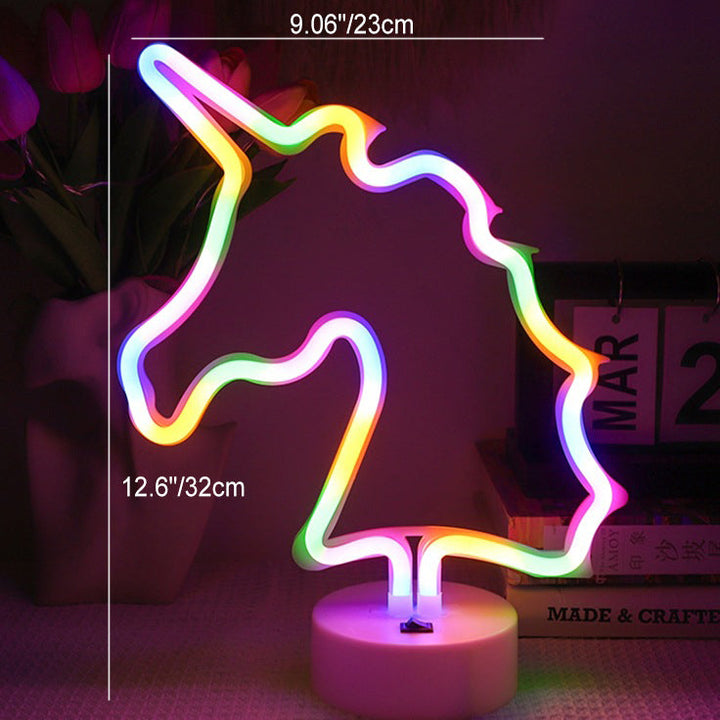 Lampe de table LED en acrylique plastique licorne arc-en-ciel créative contemporaine pour chambre 