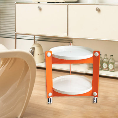 Zeitgenössischer kreativer runder PET-Acryl-Beistelltisch mit 2 Ebenen für das Wohnzimmer 