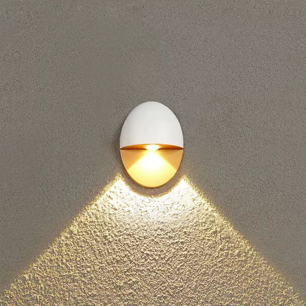 مصباح حائط LED خارجي مقاوم للماء من الألومنيوم بشكل بيضاوي بتصميم عصري بسيط للفناء الخارجي 