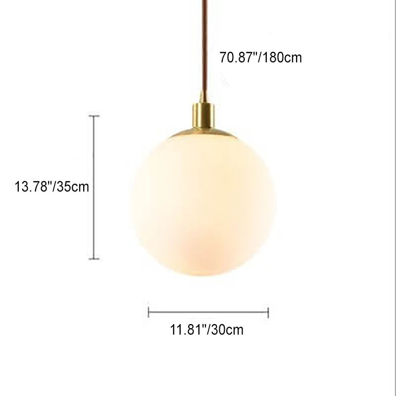 Lámpara colgante de 1 luz, orbe blanca minimalista nórdica 
