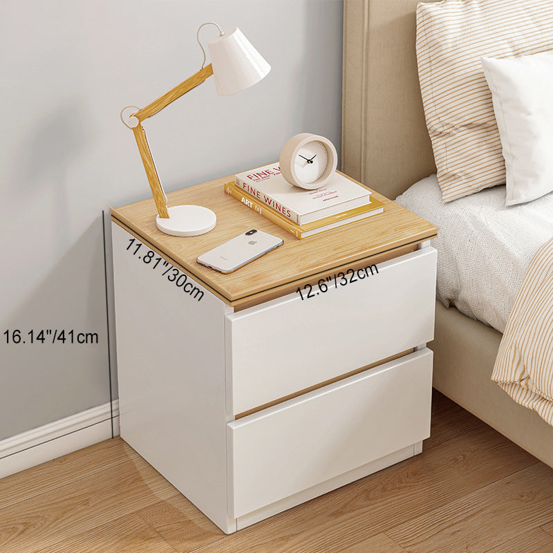 Mesita de noche rectangular minimalista moderna con panel de densidad de 2/3 cajones para el dormitorio 