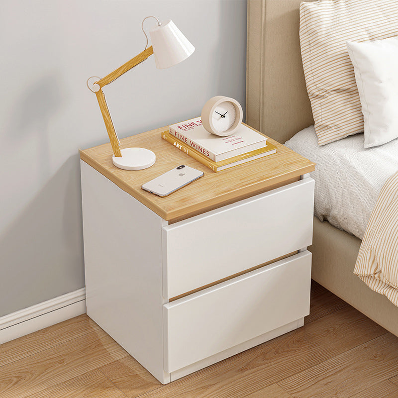 Mesita de noche rectangular minimalista moderna con panel de densidad de 2/3 cajones para el dormitorio 