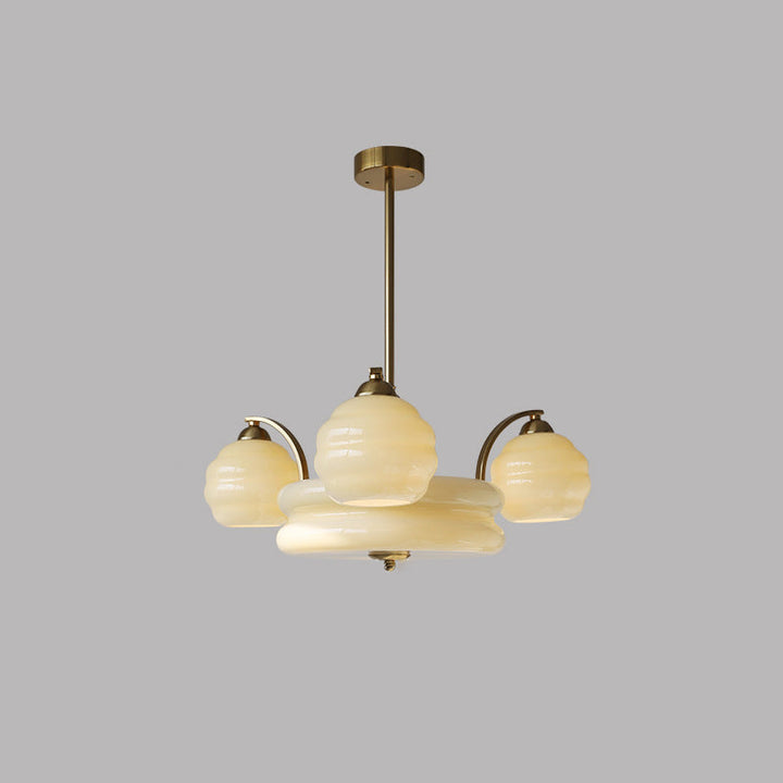 Lustre Moderne à Branches Courbées Style Mi-Siècle avec Baguette Ronde et Globes en Verre et Fer 4/6/8 Lumières pour Salon 