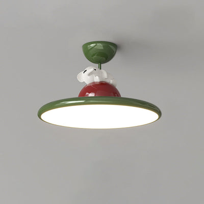 Zeitgenössische kreative Cartoon Panda Elefant Eisen Acryl LED Semi-Flush Mount Deckenleuchte für Schlafzimmer 