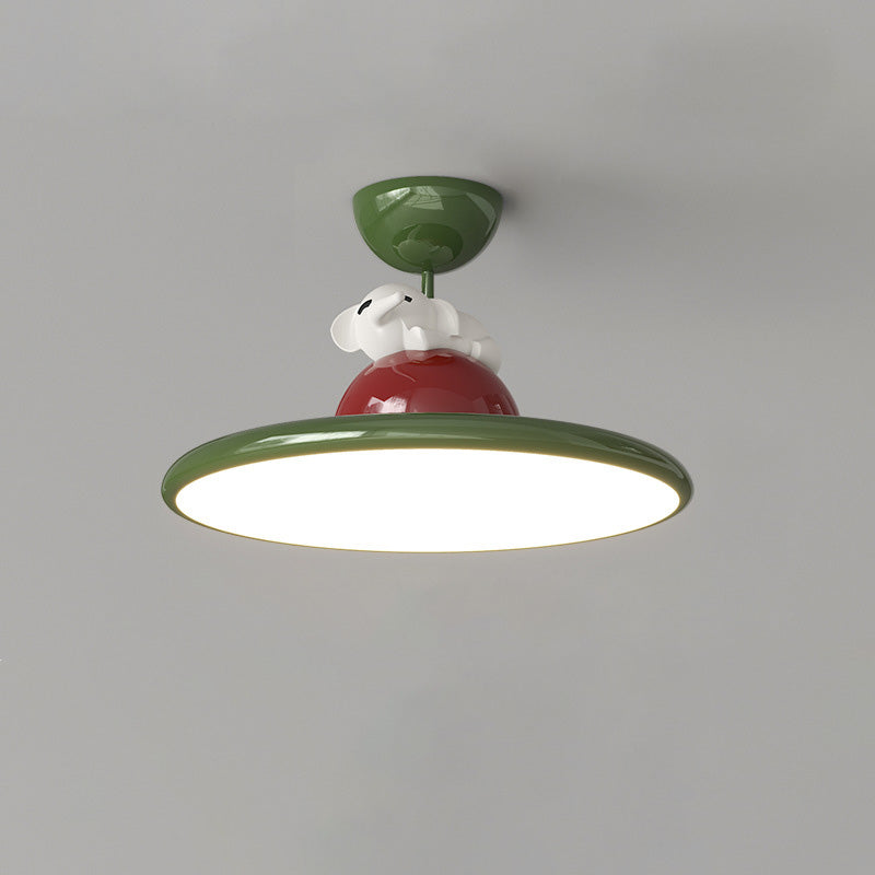 Zeitgenössische kreative Cartoon Panda Elefant Eisen Acryl LED Semi-Flush Mount Deckenleuchte für Schlafzimmer 