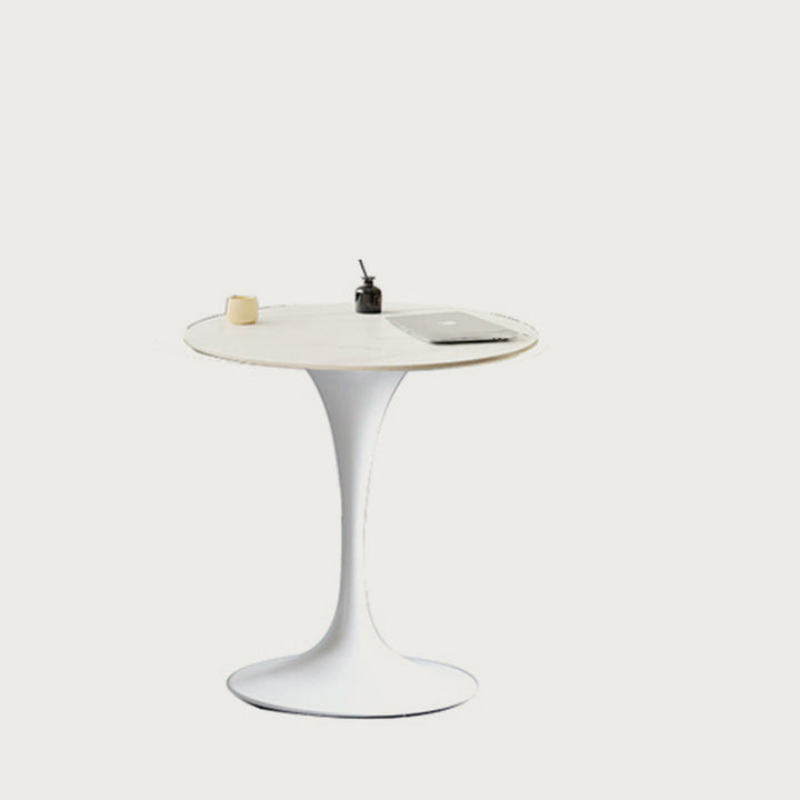 Modern Minimalist Round Slate Solid Wood Coffee Table For Living Room