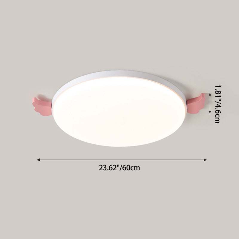 Lámpara de techo de montaje empotrado LED de acrílico, madera de roble e hierro, redonda, pequeña, con alas creativas contemporáneas, para sala de estar 