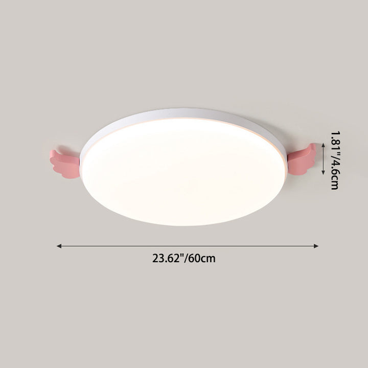 Lámpara de techo de montaje empotrado LED de acrílico, madera de roble e hierro, redonda, pequeña, con alas creativas contemporáneas, para sala de estar 
