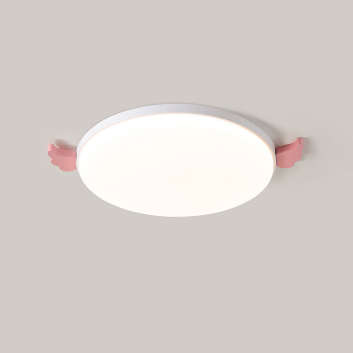 Lámpara de techo de montaje empotrado LED de acrílico, madera de roble e hierro, redonda, pequeña, con alas creativas contemporáneas, para sala de estar 