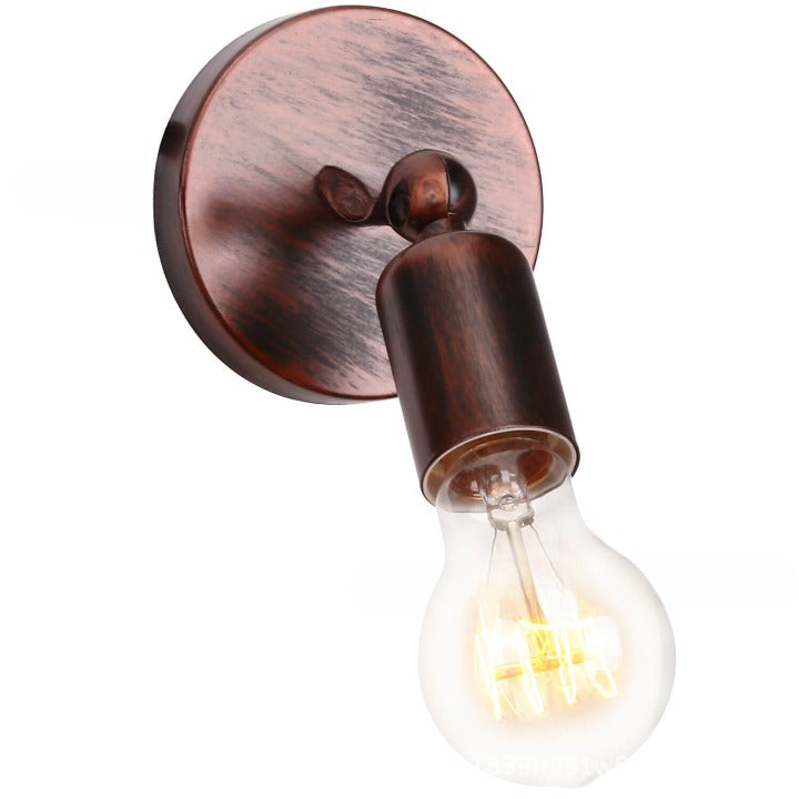 Contemporary Industrial Iron Round Exposed Bulb 1-Light Wall Sconce Lamp For Entryway