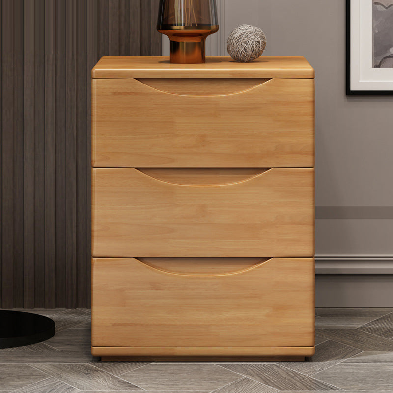 Mesita de noche tradicional japonesa rectangular cúbica de madera de caucho y metal con 2/3 cajones para el lado de la cama 