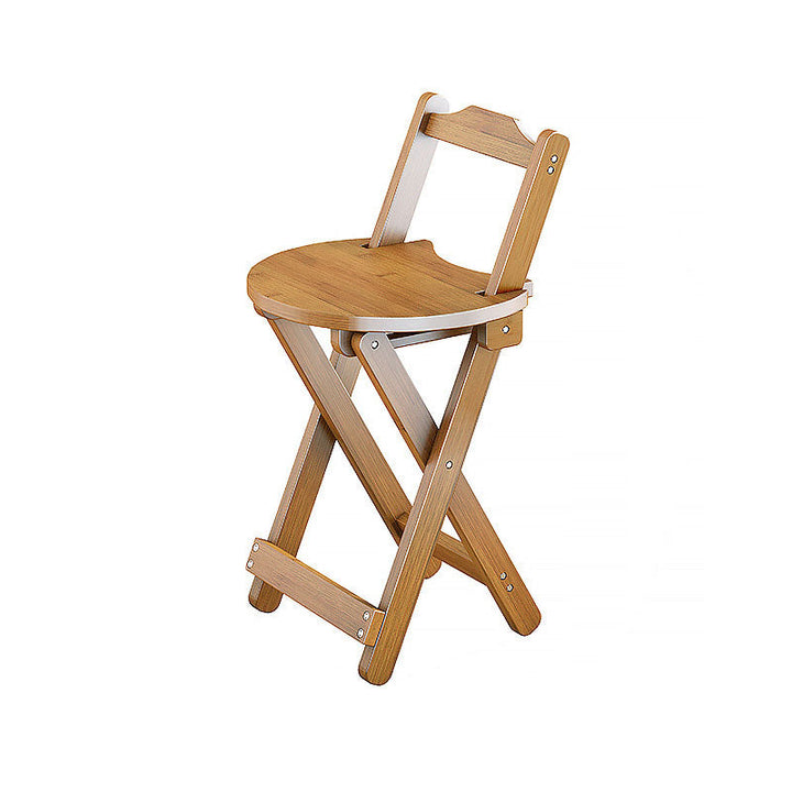 Simplicidad contemporánea Taburete de bar plegable con patas en forma de X de bambú Respaldo bajo Reposapiés para comedor 