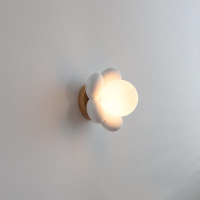 Nordic Creative Flower Shaped Ceramic Wood 1-Light Wall Sconce Lamp