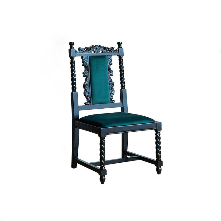 Chaise de salle à manger avec dossier carré en bois traditionnel vintage à cadre incurvé 