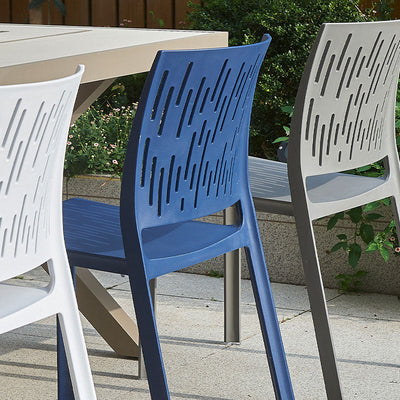 Silla Cuadrada de Plástico Minimalista Moderna con Cuatro Patas y Respaldo para Patio Exterior 