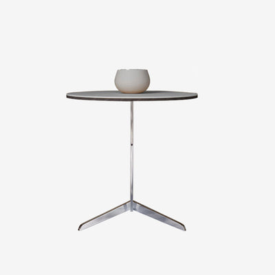 Modern Minimalist Round Saddle Leather Steel End Table For Living Room