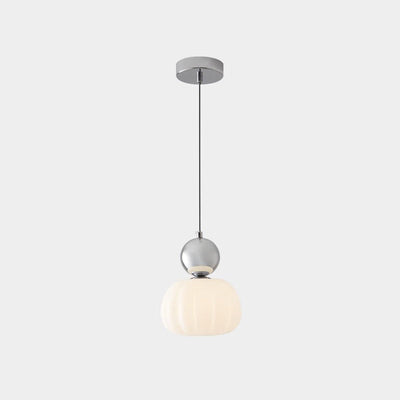 Moderne minimalistische runde Kürbis Eisen Acryl 1-Licht Pendelleuchte für Schlafzimmer 
