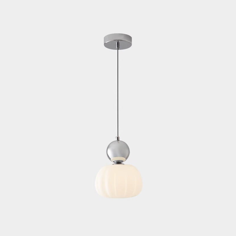 Moderne minimalistische runde Kürbis Eisen Acryl 1-Licht Pendelleuchte für Schlafzimmer 