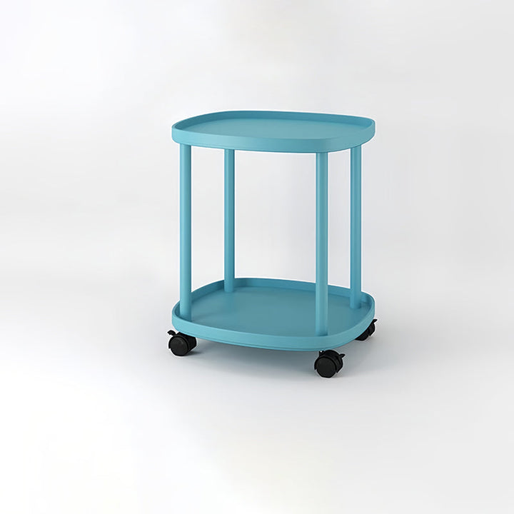Mesa Auxiliar Escandinava Contemporánea Cuadrada de Acero al Carbono PP de 2 Niveles Movible para Dormitorio 