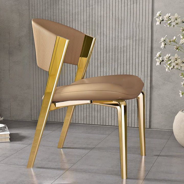 Modern Luxury Square Faux Leather Carbon Steel Foam Dining Chair Four Legs Backrest For Dining Room