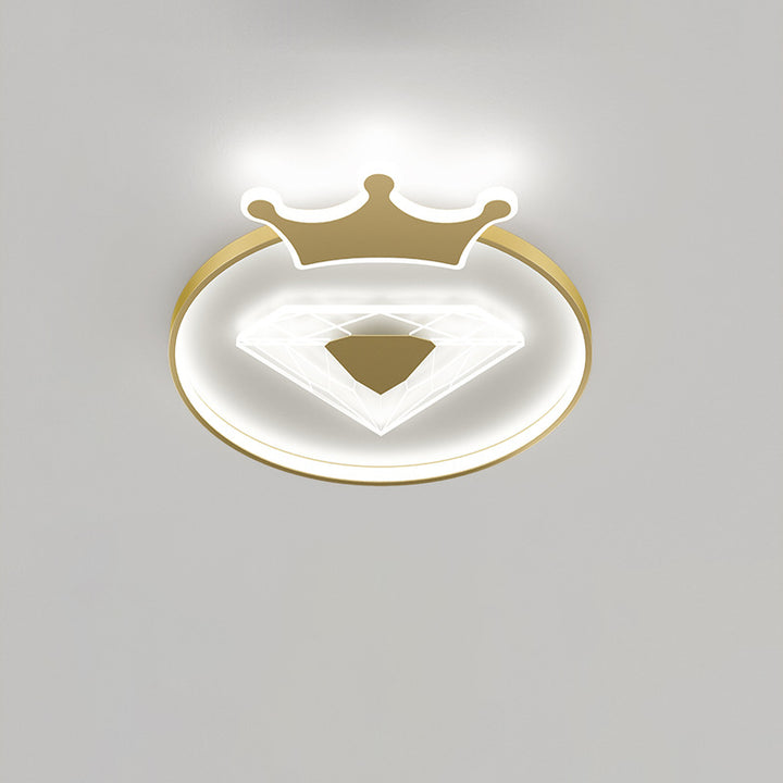 Moderne Art Deco Crown Diamant Runde Acryl Eisen LED Unterputz Deckenleuchte Für Schlafzimmer 