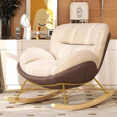 Fauteuil à bascule en velours pied-de-poule nordique contemporain avec dossier en acier au carbone pour salon 