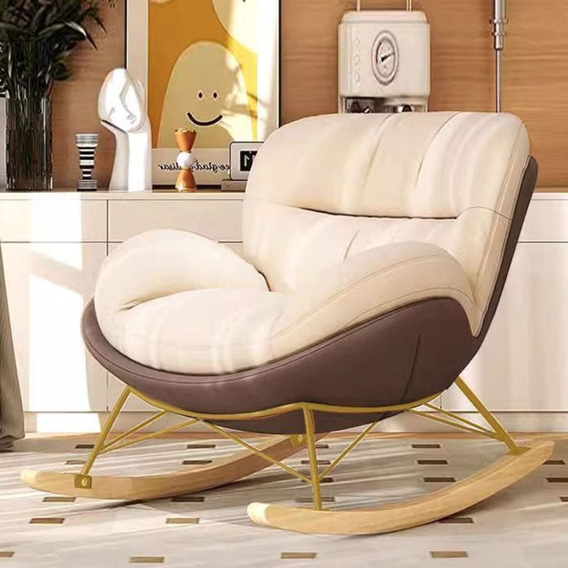 Fauteuil à bascule en velours pied-de-poule nordique contemporain avec dossier en acier au carbone pour salon 