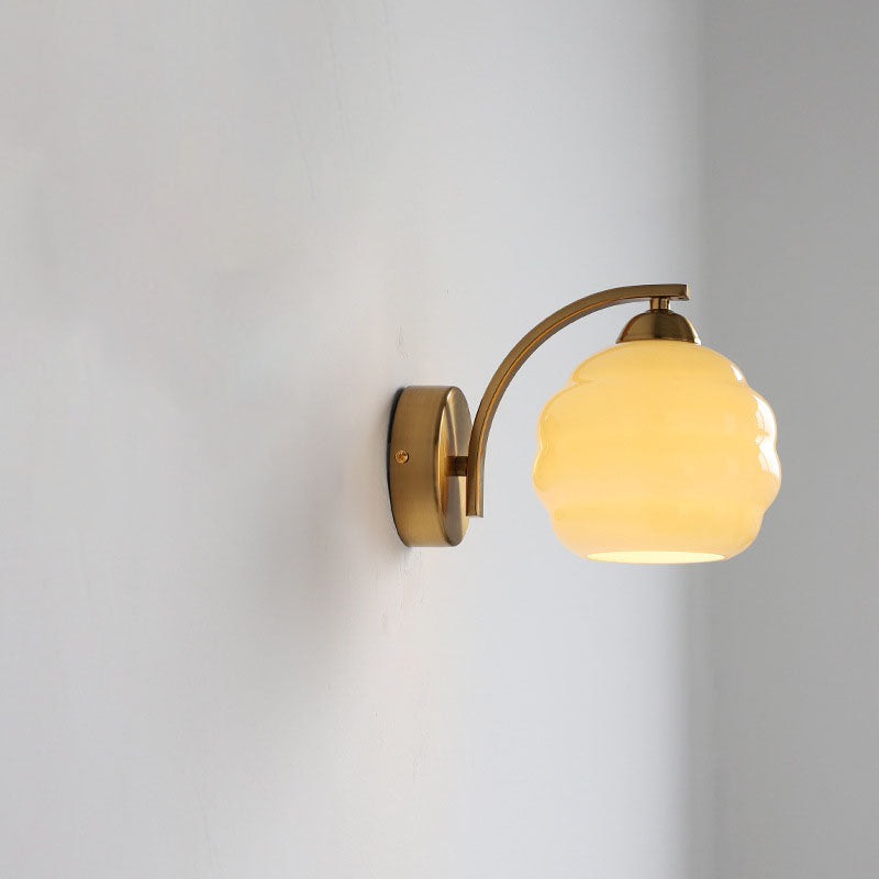 Modern Simplicity Iron Glass Round Ball 1-Light Wall Sconce Lamp For Hallway