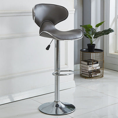 Tabouret de bar pivotant en cuir PU incurvé industriel contemporain avec repose-pieds pour salle à manger 