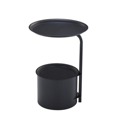 Table d'appoint moderne minimaliste ronde en fer avec plateau en pierre - 1 rangement pour salon 