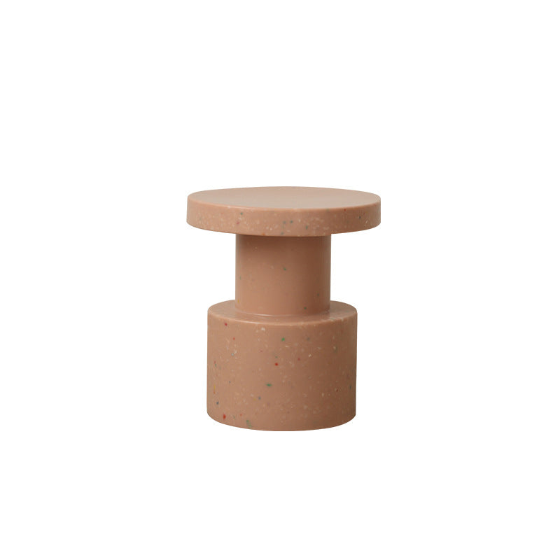 Mesa Auxiliar Escandinava Contemporánea Redonda de Columna PE de 1 Nivel para Sala de Estar 