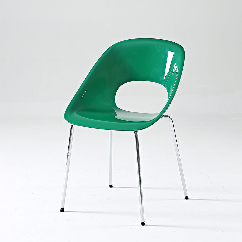 Silla de comedor de metal PP con respaldo hueco cuadrado creativo contemporáneo para comedor 