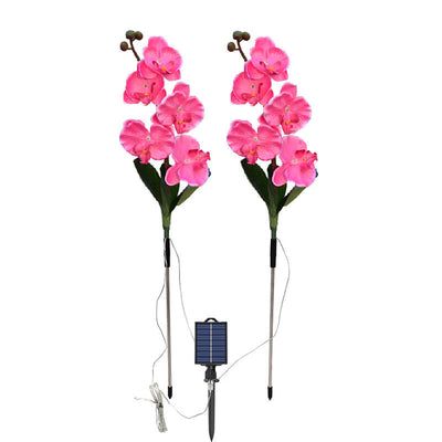 Solar Modern Silk Ground Plug Simulation Phalaenopsis LED Outdoor Light