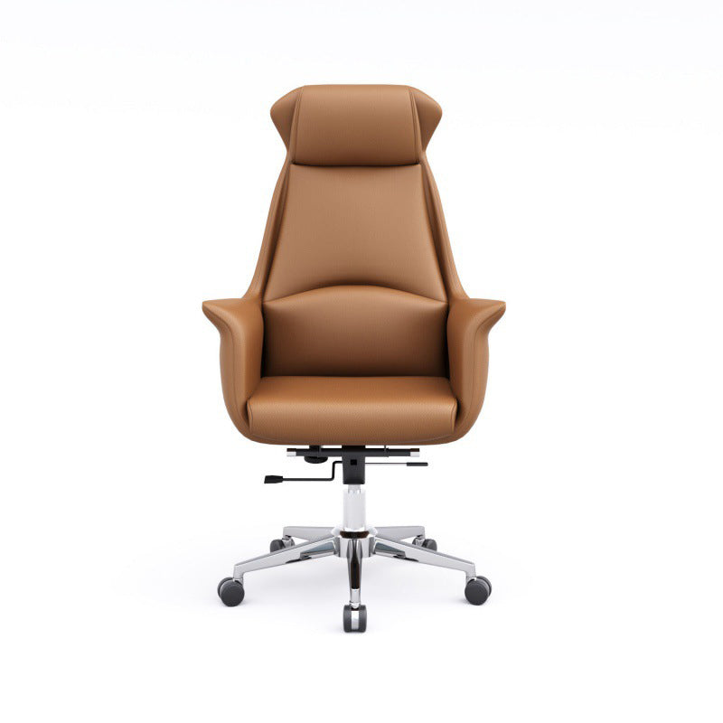 Moderner minimalistischer rechteckiger Hochlehner aus Leder mit Kohlenstoffstahl für das Home Office 