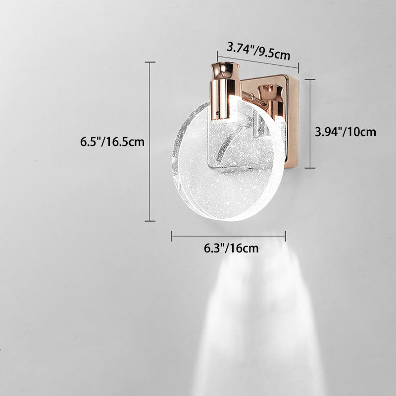 Aplique de pared LED de cristal de aluminio con base cuadrada redonda minimalista moderna para dormitorio 