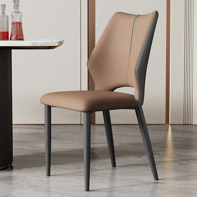 Zeitgenössischer Luxus Esszimmerstuhl aus quadratischem Mikrofaserleder und Karbonstahl mit Rückenlehne für das Esszimmer 