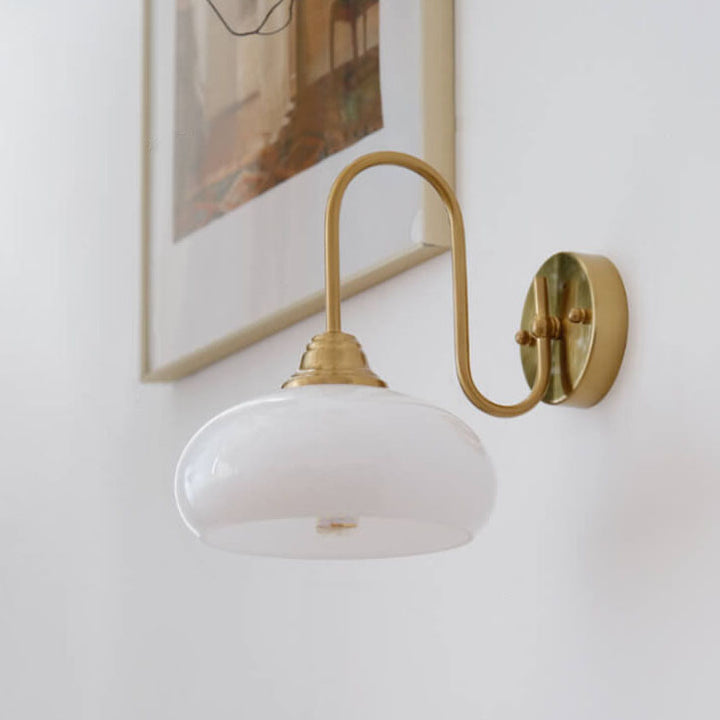 Contemporary Nordic Round Dome Iron Glass 1-Light Wall Sconce Lamp For Bedroom