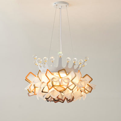 Zeitgenössische kreative Hardware Crown Decor PVC Petal Shade LED Pendelleuchte für Wohnzimmer 