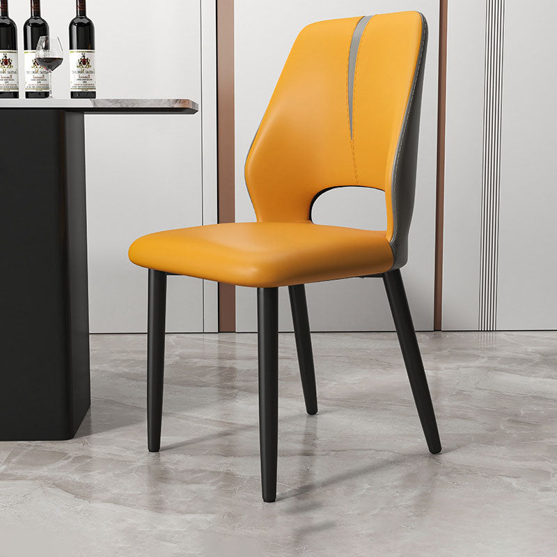 Modern Luxury Square Cushion Faux Leather Carbon Steel Dining Chair Backrest For Dining Room